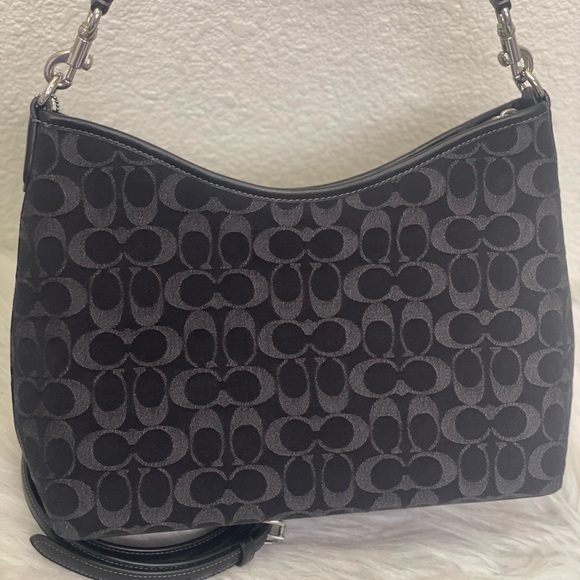 NWT Coach Laurel Shoulder Bag In Signature Denim in Black CDE44 - Picture 4 of 12